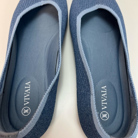 Vivaia Margot Walker 2.0 Square Toe V Cut Flats Denim Blue Ballet EU 40 US 9 - Picture 6 of 11